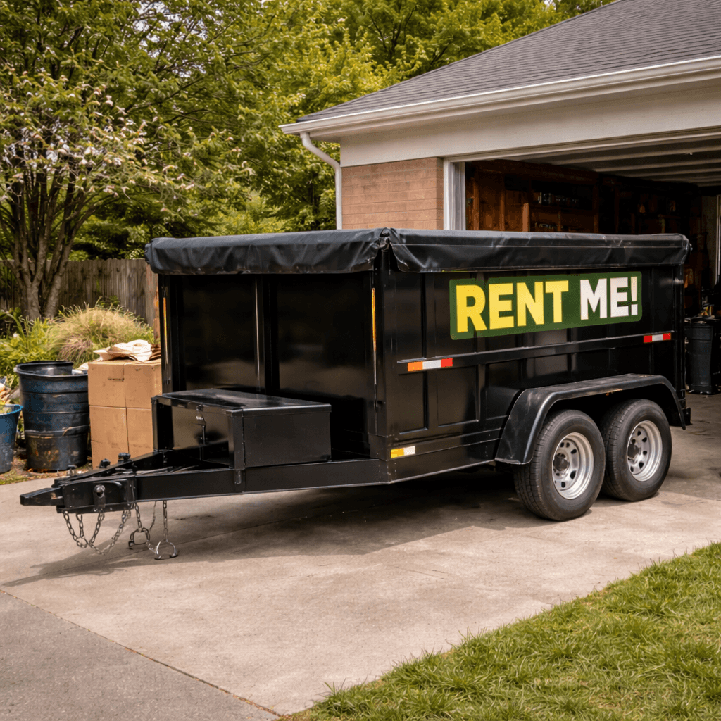 dump trailer rental for junk removal driveway drop off